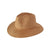 A woven Cabana Fedora sun hat in a warm tan color, shown from a three-quarters angle on a solid white background.