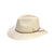 A woven Cabana Fedora sun hat in a warm tan color, shown from a three-quarters angle on a solid white background.